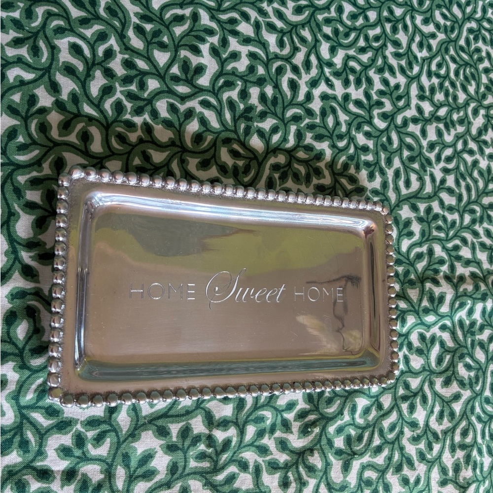 Silver Rectangular Tray with 'Home Sweet Home' Engraving gift Mariposa great